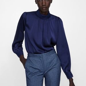 Zara Navy Blue Jogger Waist Trousers